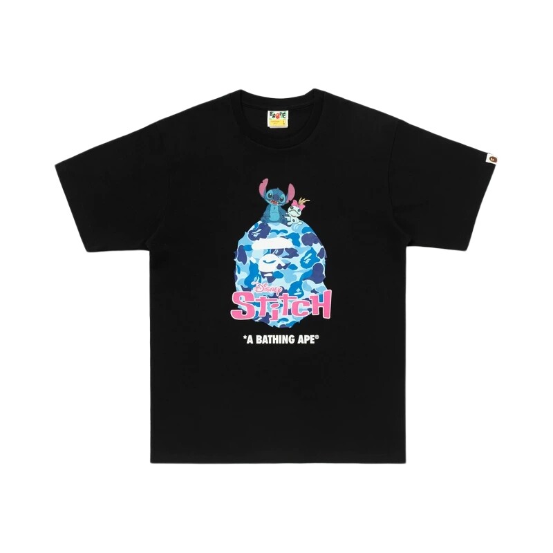 BAPE X STITCH联名男装秋冬迪士尼史迪奇迷彩猿人短袖T恤X91310R