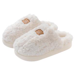 买一送一情侣棉拖鞋女款2025新款秋冬天居家室内厚底毛绒拖鞋男士