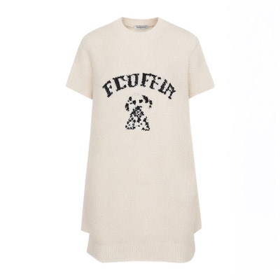 贝妍女冬可爱狗狗保暖半边绒睡裙