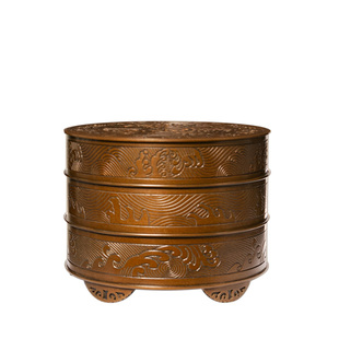 庆松堂苏工铜炉名家胡庆松制花好月圆人长寿紫铜印香炉