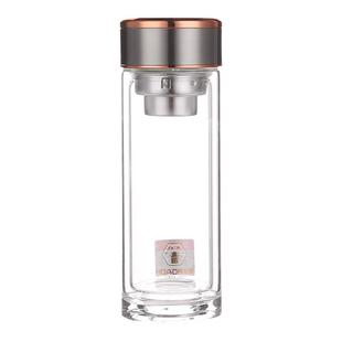 华象加厚高鹏硅玻璃杯男士高档耐热透明双层带过滤盖泡茶杯子