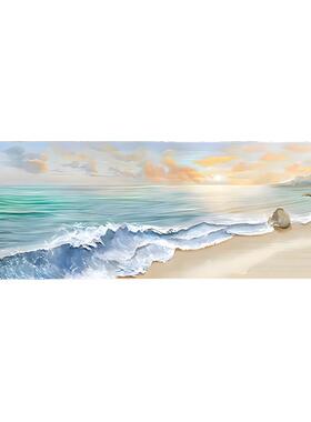 北欧海边日出海景客厅装饰画