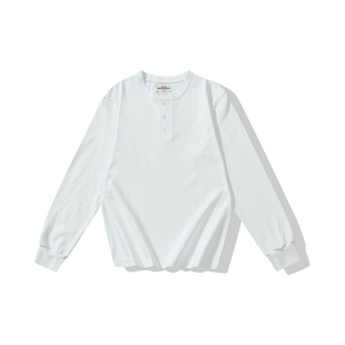 古叔的着 美式复古亨利衫重磅T恤280克加厚长袖老钱风硬汉男春秋