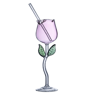 由来已久创意玫瑰花高脚鸡尾酒杯香槟杯ins风红酒葡萄酒杯设计师