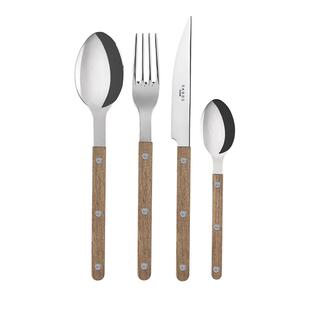 法国Sabre Paris柚木镜面复古牛排刀不锈钢甜品叉勺西餐具全套装