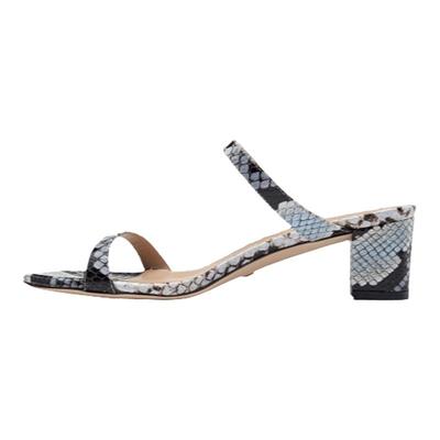 SW粗跟一字带凉鞋一脚蹬拖鞋女