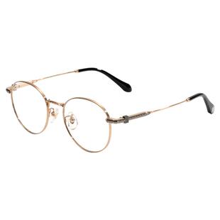 POLICE文艺圆框眼镜平光钛合金书呆子复古近视金丝眼镜架VPLT19K