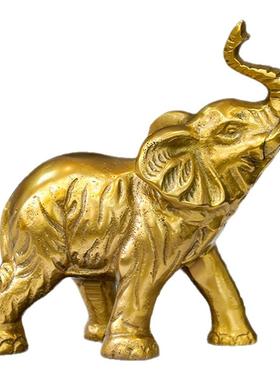 印度进口手工黄铜重量级大象摆件时来运转招财乔迁工艺品礼物摆件