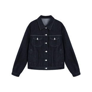 MULVAN 复古蓝色牛仔外套女春季宽松显瘦设计感休闲夹克上衣