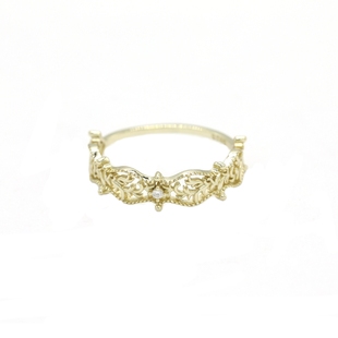 迷迭香之吻 日系轻奢精美复古镂空花纹日系复刻S925纯银镀金戒指