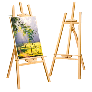 木质支架式画架美术生专用画板素描4k可折叠家用儿童展示架油画架工具套装画画实木写生画板架板户外展览架子