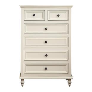 慕盛家具美式实木斗柜五层六抽屉法式奶油白色小户型家具卧室客厅