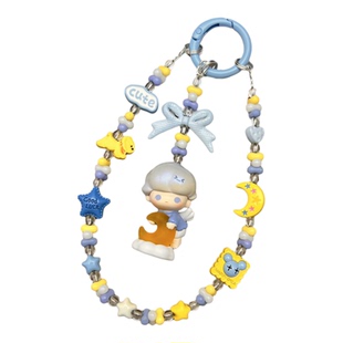 diy原创泡泡点亮正版哭娃dimoo萌粒合金手机链挂绳钥匙ccd包挂件