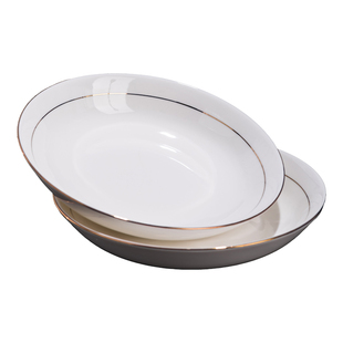 4/6个装盘子圆形景德镇陶瓷餐具轻奢家用8英寸菜盘饭盘中式可微波