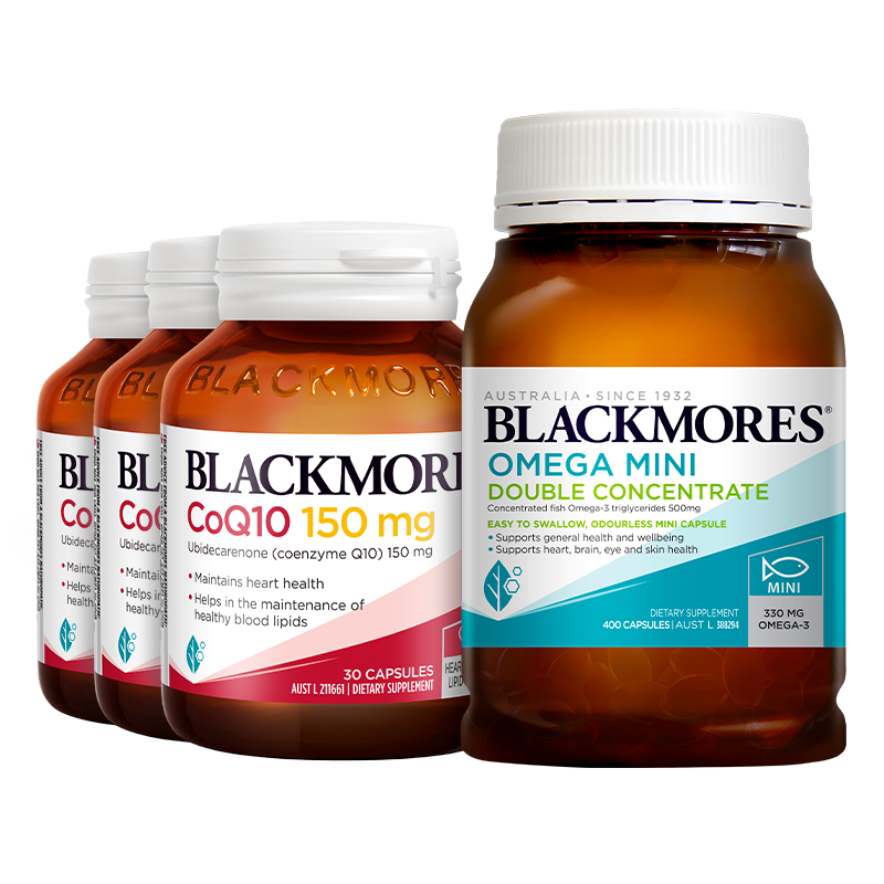 澳佳宝BLACKMORES辅酶素q10心肌150mg*3+小粒鱼油*1官方正品