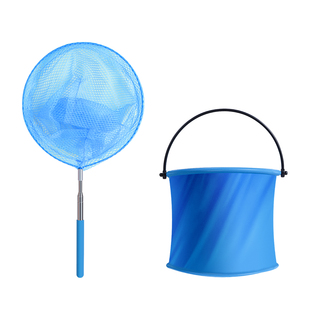 儿童捞鱼小抄网捕鱼自由伸缩小鱼网兜抓鱼折叠水桶捞网沙滩玩具