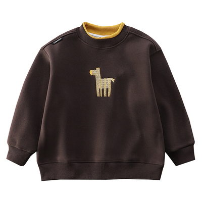 男童圆领加绒卫衣2025秋冬新款