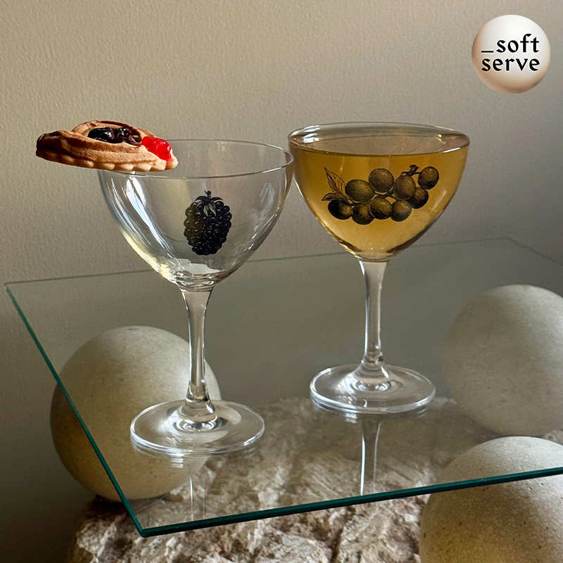 SoftServe柔软供应《线条果实》印花高级感高脚杯微醺玻璃红酒杯