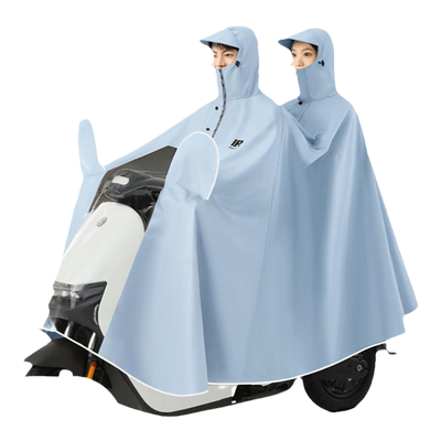 高领防渗水双人电动车雨衣