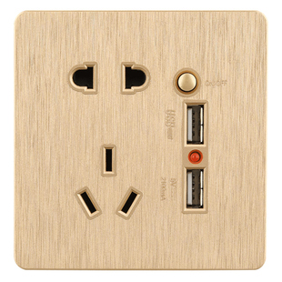 Puxi墙壁插座带开关usb充电 86型暗装双usb五孔插座多孔5孔面板