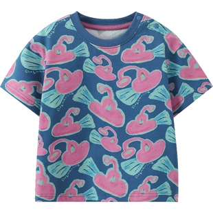 [抗菌度假T]齐齐熊宝宝t恤夏款男童印花上衣儿童2026新款夏季女童