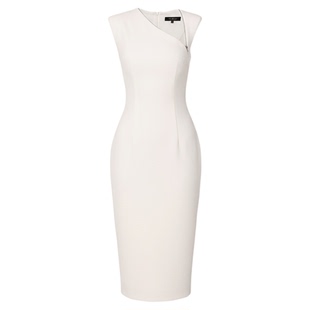 BRAND BY MEI不露肤也可以hold住全场小众设计感大牌斜方领连衣裙