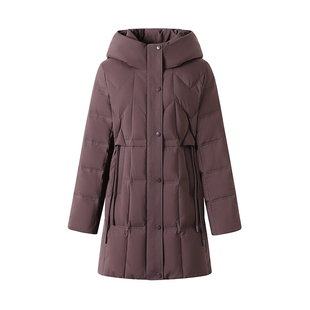 冬季爆款中老年妈妈装中长款上档次保暖加厚连帽白鸭绒羽绒服外套