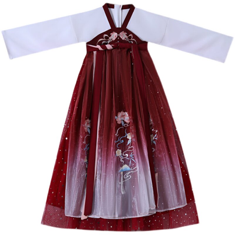 女童汉服春秋装雪纺汉服超仙轻纱连衣裙儿童古装襦裙中国风仙女裙