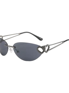 欧美无框爱心镂空猫眼太阳眼镜