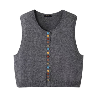 大码针织马甲背心女坎肩开衫毛衣毛线马夹叠穿无袖上衣胖mm春秋冬