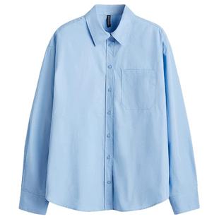 HM女装衬衫春季时尚通勤休闲大廓形棉质衬衫1294999