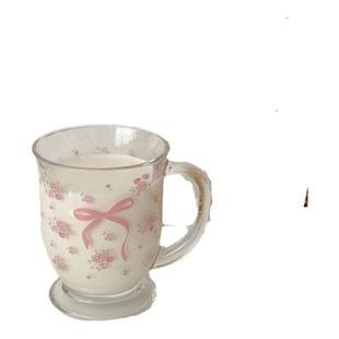 在逃公主|韩风少女心蝴蝶结ins风玻璃杯大容量早餐杯牛奶杯甜品碗