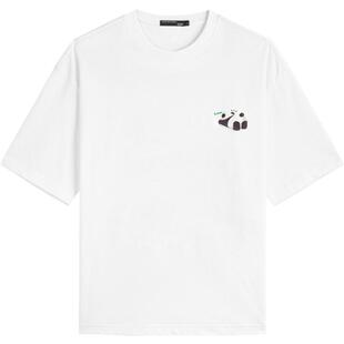 GXG男装 夏季热卖微廓简约趣味熊猫贴布时尚情侣短袖T恤男半袖t