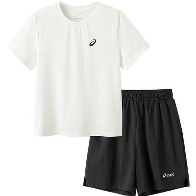 ASICS/亚瑟士儿童26年夏季吸湿速干弹力运动圆领T恤短袖短裤套装