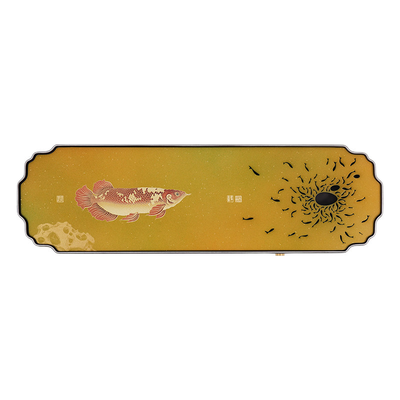 中式黄铜彩烧花窗双面可排水茶盘
