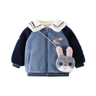 DeerBell女童冬装外套加厚朱迪兔子警官儿童衣服独特巨好看毛毛衣