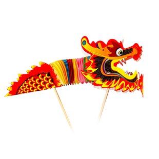 新年手工剪纸龙灯2026新款马年灯笼装饰挂件儿童拉花纸龙拍照道具