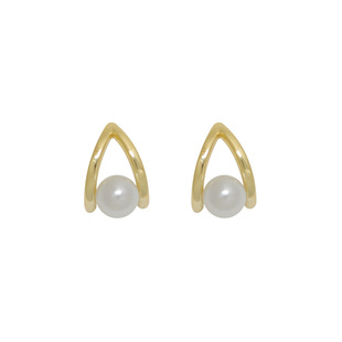 S999纯银针交叉珍珠耳钉女小众设计感耳环2025年新款爆款高级耳饰