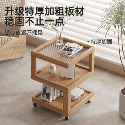 可移动小推桌茶几带轮子高级感边几创意侧边柜床头柜沙发旁置物架