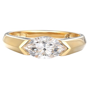 尤金喜 18k金培育钻石戒指马眼钻戒通勤百搭实验室人工钻真钻手饰