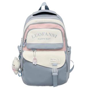 ins日系初中生高中学生书包女韩版校园宽背带双肩包大容量背包