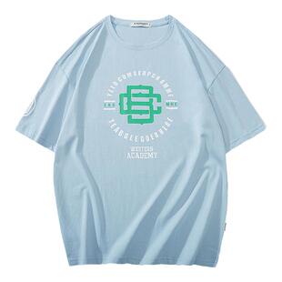 夏天超大码短袖T恤男全棉浅黄色印花宽松打底汗衫胖胖哥哥gg10