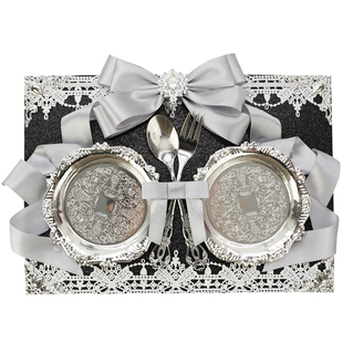 经典双餐盘成品丝带痛蝴蝶结可定制痛板扎包谷美背景B5现货配件