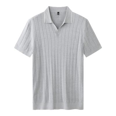 海鸥领14针条纹polo衫男
