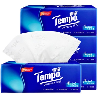 Tempo得宝抽纸4层90抽中号M码加厚纸巾家用面巾餐巾纸抽手卫生纸
