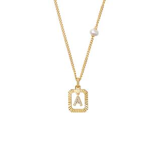 AmberLollipop字母吊坠项链女淡水珍珠颈链高级感小众锁骨链配饰