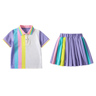 小学生校服夏季幼儿园园服夏装儿童彩虹运动班服夏天演出学院套装