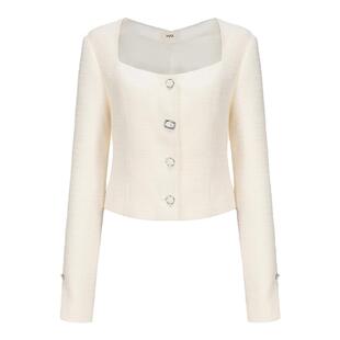 HAI STUDIO春夏新女士粗花呢短外套 优雅小香风短夹克小众设计感