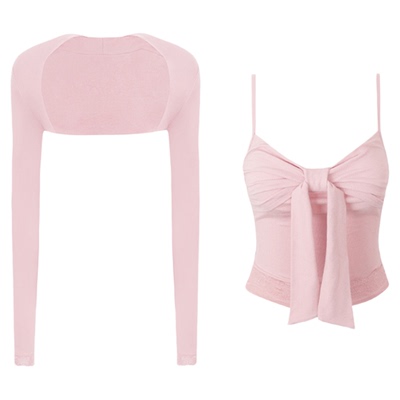 Mess Studio 纯欲辣妹高级感蝴蝶结收腰显瘦吊带坎肩女春秋两件套