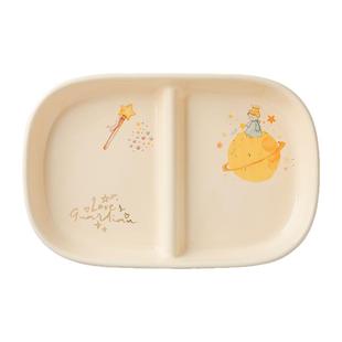 可爱卡通陶瓷儿童分隔餐盘家用蛋糕水果沙拉盘长方形两格深菜盘子